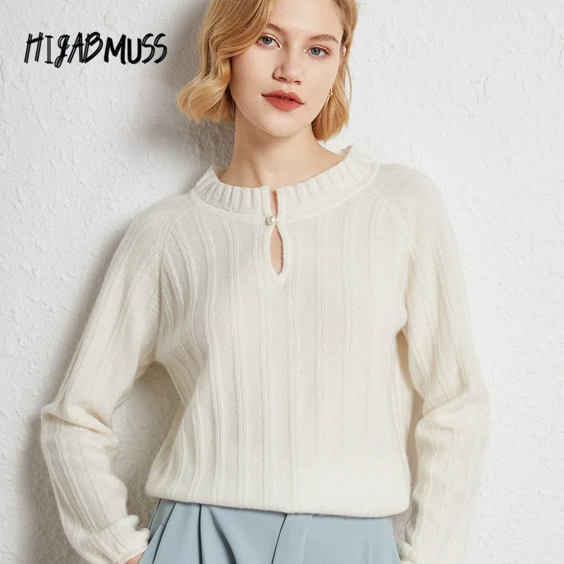 Wool Sweater Cashmere Sweater Knit Sweater Long-sleeved Women's New Korean Loose-fitting Casual Pullover Pearl Button Sweater
Wool Sweater Cashmere Sweater Knit Sweater Long-sleeved Women's New Korean Loose-fitting Casual Pullover Pearl Button Sweater