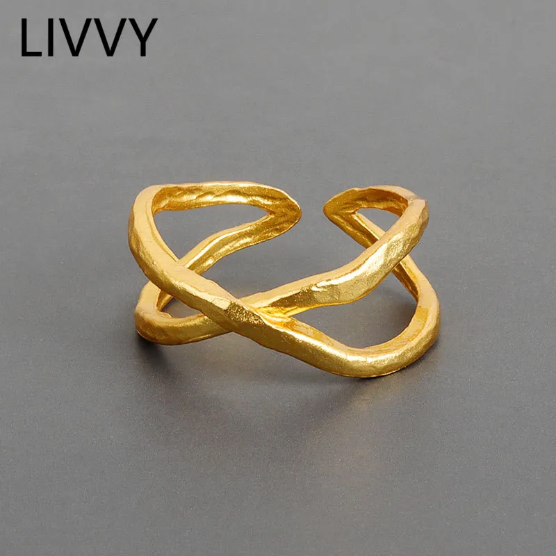 LIVVY Silver Color European RoundResizable Intersecting Ring Retro Fashion Tide Flow Open Rings 2021 Trend
LIVVY Silver Color European RoundResizable Intersecting Ring Retro Fashion Tide Flow Open Rings 2021 Trend
