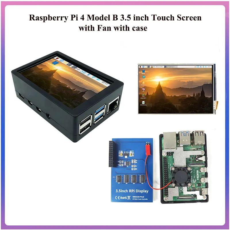 Raspberry Pi 3 5 дюймовый сенсорный экран с разрешением 480*320 TFT ЖК дисплей охлаждающим