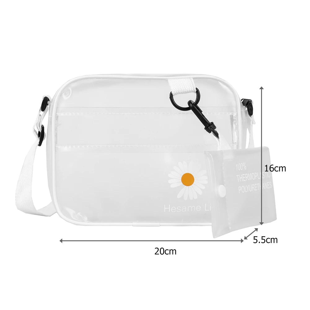 Casual PVC Transparent Women Crossbody Bags Daisy Flower Clear Students Shoulder Handbag Zipper Phone Pouch with Card Holder
Casual PVC Transparent Women Crossbody Bags Daisy Flower Clear Students Shoulder Handbag Zipper Phone Pouch with Card Holder