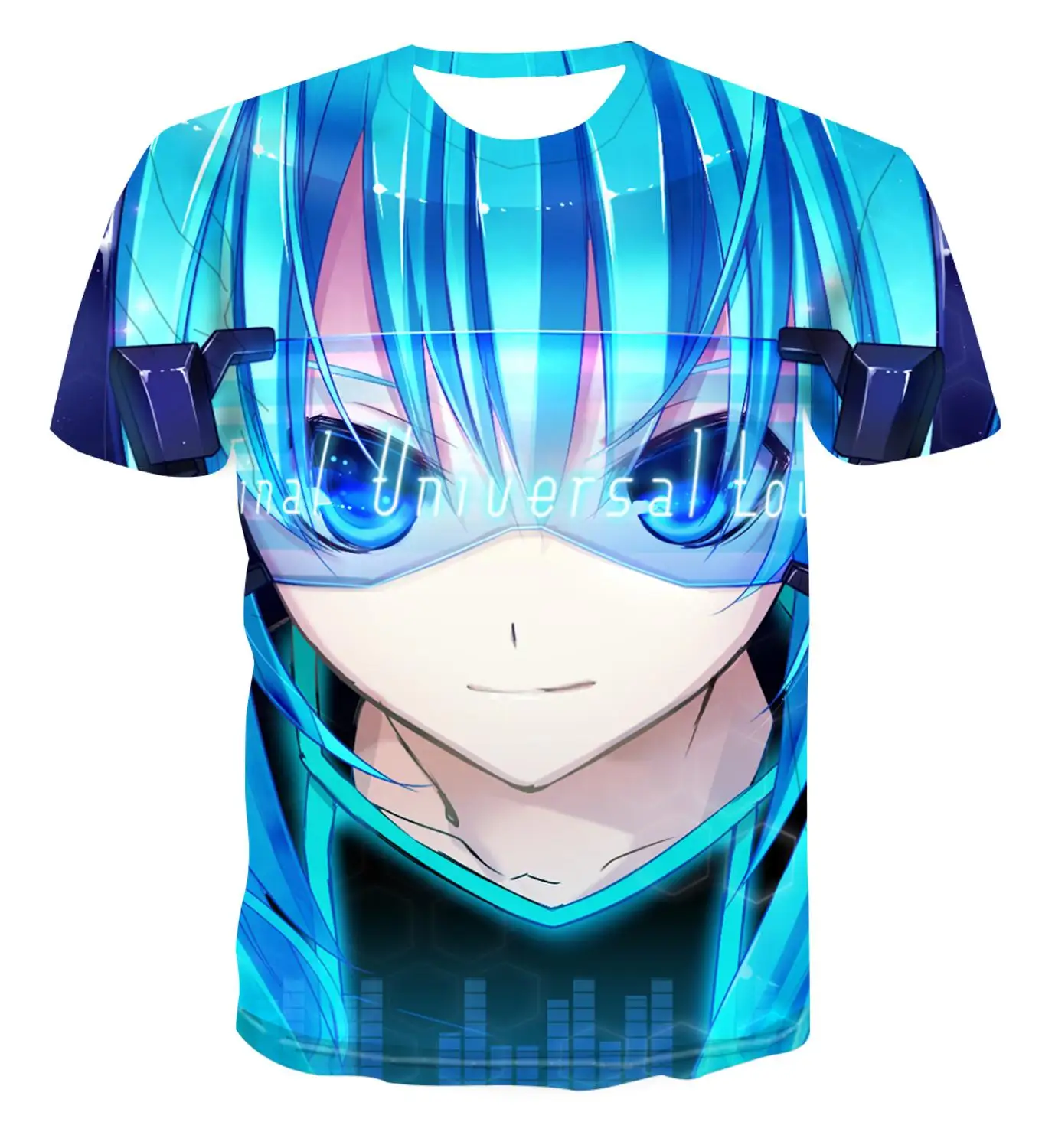 Новинка лета 2020 футболка Hatsune с круглым вырезом и коротким рукавом 3D рисунком