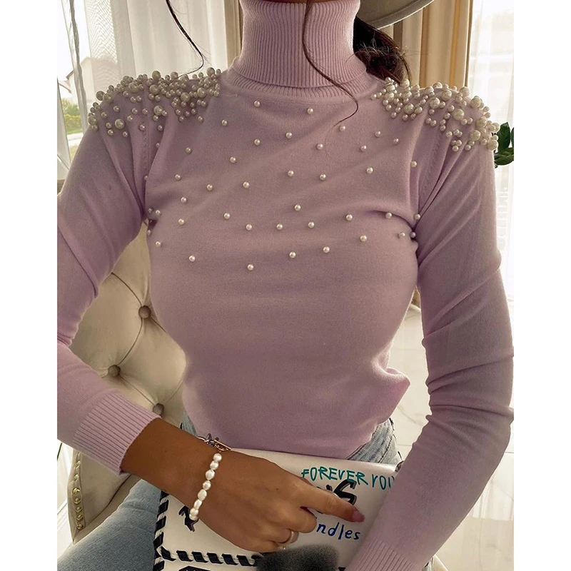 Women Sweater Beading Long Sleeve Turtleneck 2021 Spring Autumn Elegant Elastic Slim Casual Harajuku Pullover Female Top SJ8151C
Women Sweater Beading Long Sleeve Turtleneck 2021 Spring Autumn Elegant Elastic Slim Casual Harajuku Pullover Female Top SJ8151C