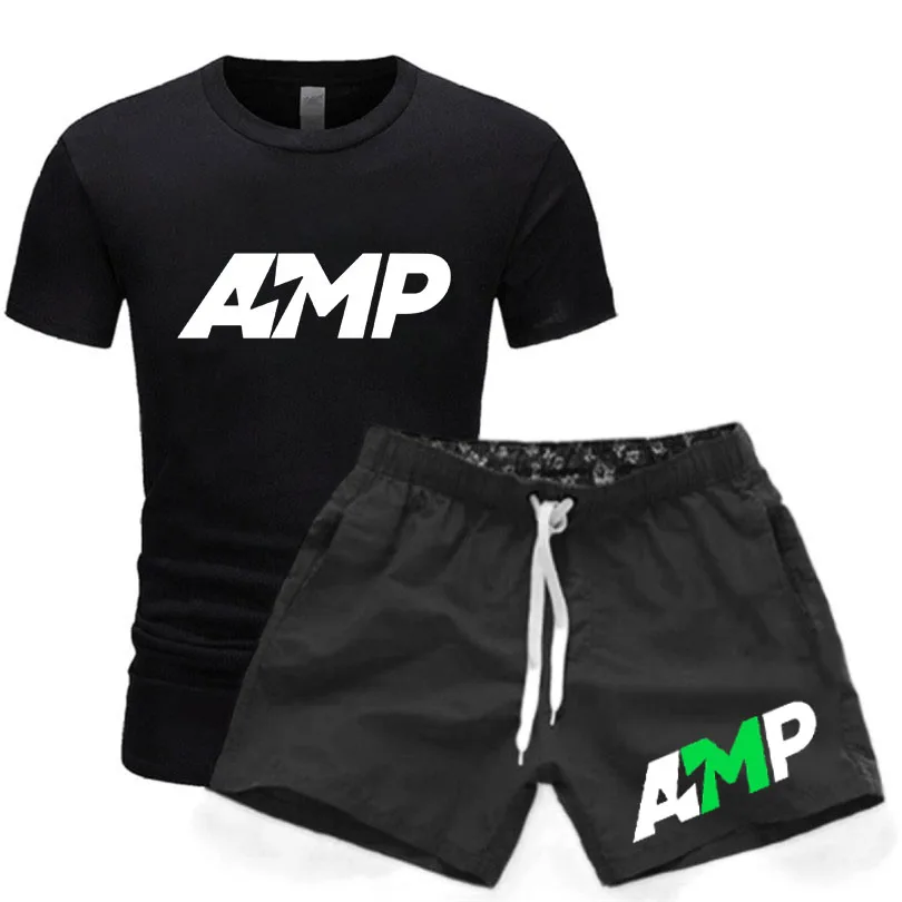 Trampoline basketball sportswear AMP Funny Short sleeve + lacework shorts 2021new men's tracksuit summer streetwear hip-hop suit
Trampoline basketball sportswear AMP Funny Short sleeve + lacework shorts 2021new men's tracksuit summer streetwear hip-hop suit