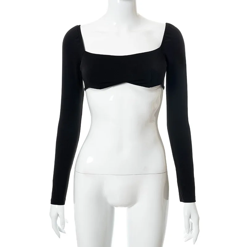 BOOFEENAA Sexy Black Crop Top Fall 2021 Streetwear Fashion Solid Square Neck Backless Long Sleeve T Shirts for Women C85-BZ10
BOOFEENAA Sexy Black Crop Top Fall 2021 Streetwear Fashion Solid Square Neck Backless Long Sleeve T Shirts for Women C85-BZ10
