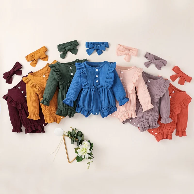 Spring Baby Girl Cotton Linen Romper Newborn Kids Ruffle Long Sleeve Shorts Jumpsuit+Headband Set
Spring Baby Girl Cotton Linen Romper Newborn Kids Ruffle Long Sleeve Shorts Jumpsuit+Headband Set