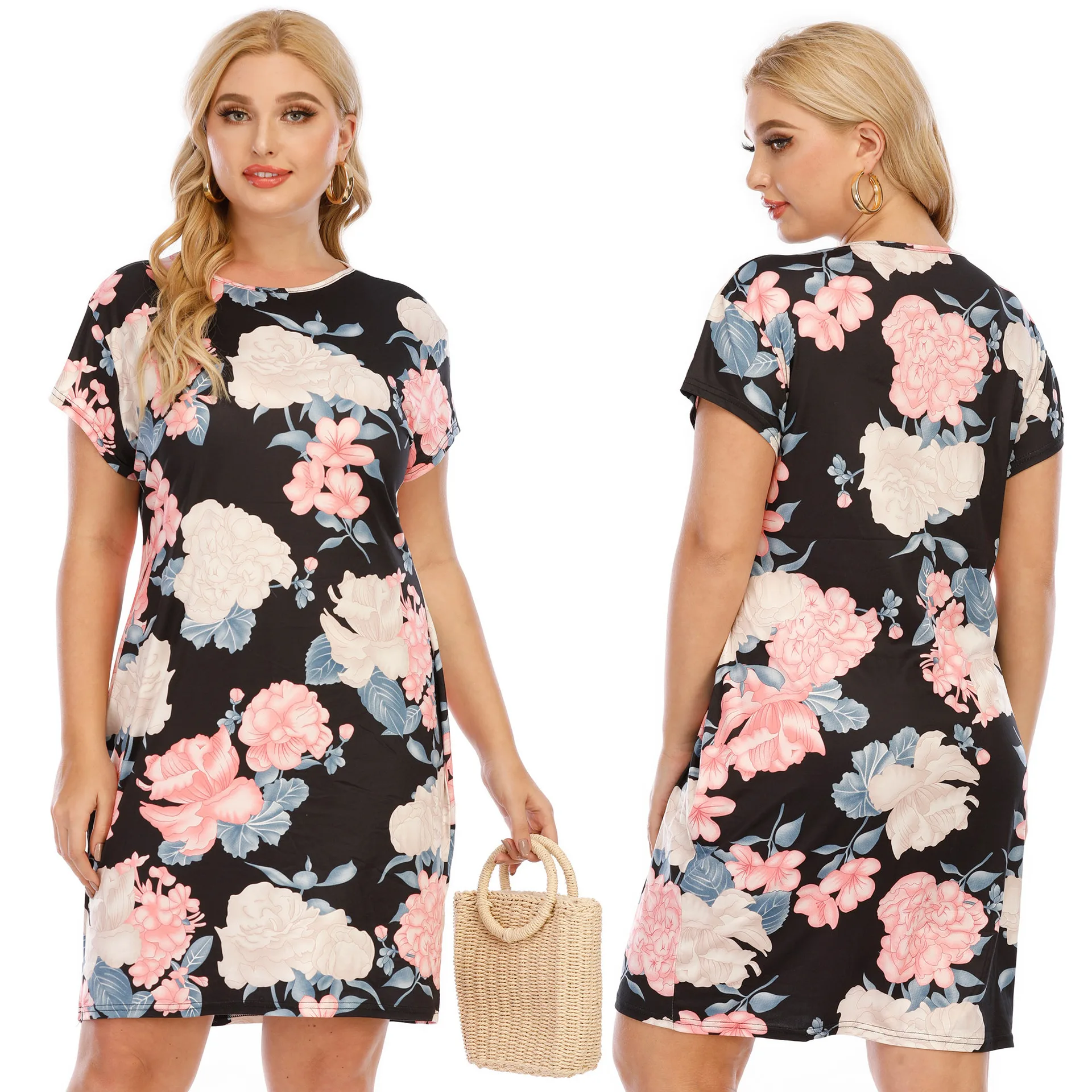 Summer Floral Plant Print Simple Short-sleeved Womens Plus Size Dress Neck Slim Skirt Daily Large Size
Summer Floral Plant Print Simple Short-sleeved Womens Plus Size Dress Neck Slim Skirt Daily Large Size