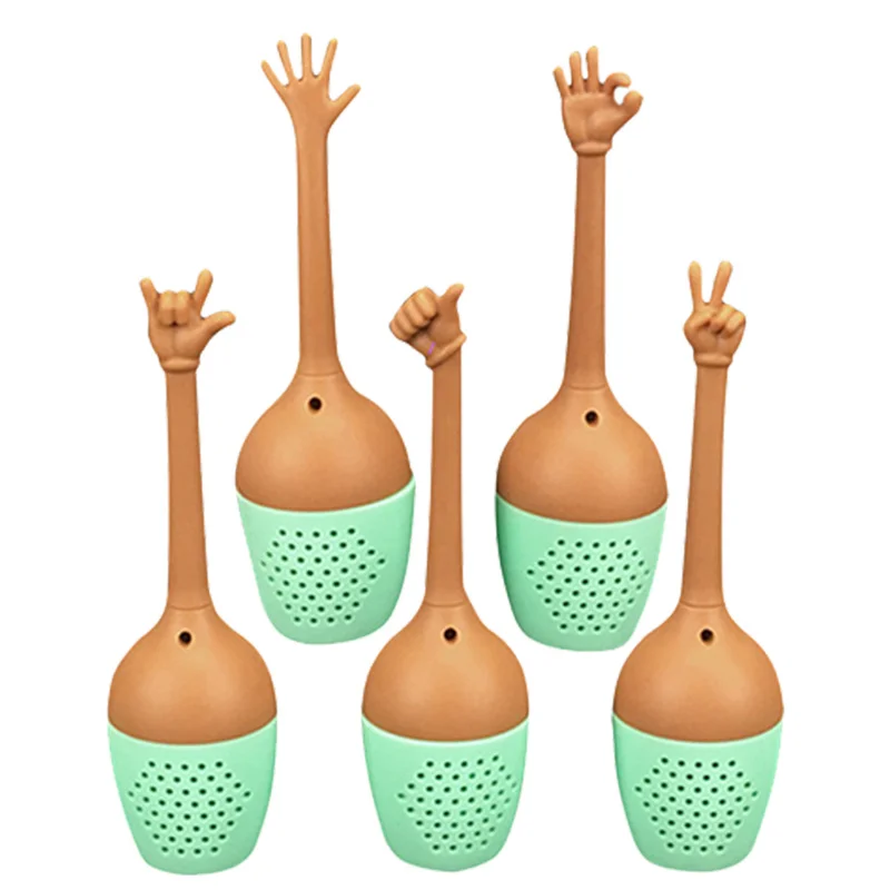 Funny Hand Gesture Shape Tea Infuser Silicone Tea Strainer Loose Leaf Herbal Spice Holder Tea Brewing Tools Kitchen Accessories
Funny Hand Gesture Shape Tea Infuser Silicone Tea Strainer Loose Leaf Herbal Spice Holder Tea Brewing Tools Kitchen Accessories