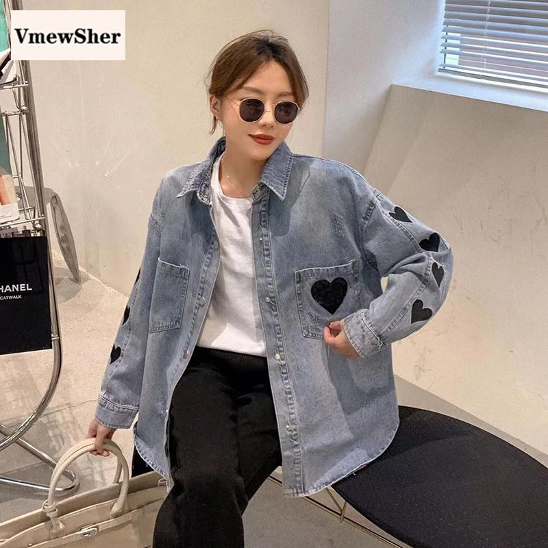 VmewSher New Casual Heart Women Denim Jacket Long Sleeve Turndown Collar Vintage Female Single Breasted Solid Jean Coat Outwear
VmewSher New Casual Heart Women Denim Jacket Long Sleeve Turndown Collar Vintage Female Single Breasted Solid Jean Coat Outwear