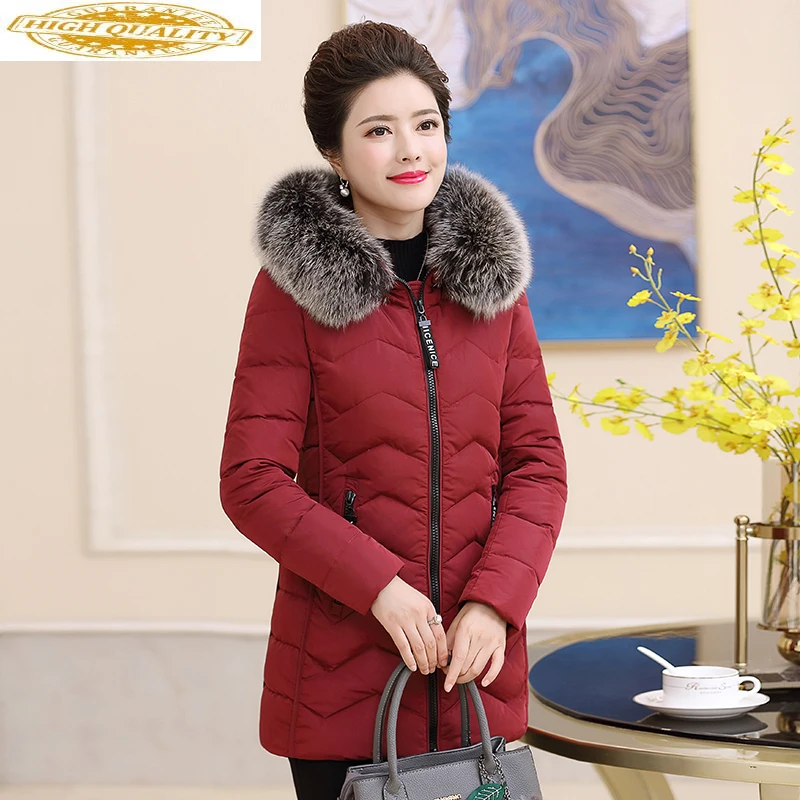 2020 Women's Down Jacket Winter Coat Female Fox Fur Collar Plus Size Hooded Warm Puffer chaqueta mujer 18 563 | Женская одежда