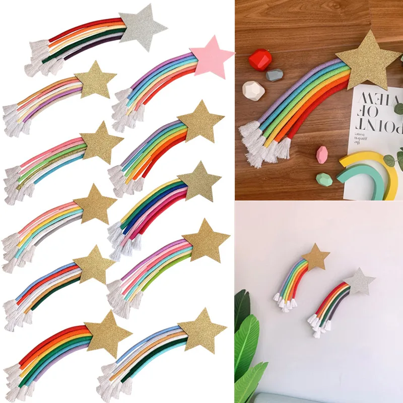 INS Nordic Cotton Rope Hand-woven Macrame Lucky Star Rainbow Tapestry Wall Hanging Decor Toys Baby Girl Room Home Decor
INS Nordic Cotton Rope Hand-woven Macrame Lucky Star Rainbow Tapestry Wall Hanging Decor Toys Baby Girl Room Home Decor