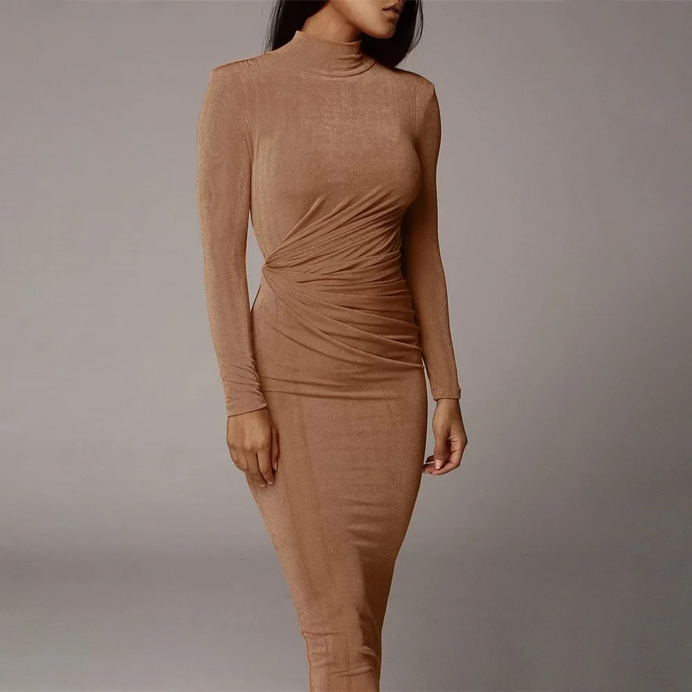 spring summer women's sexy tight-fitting hip-knee long dress 2021 new ladies solid color long-sleeved high-necked dress
spring summer women's sexy tight-fitting hip-knee long dress 2021 new ladies solid color long-sleeved high-necked dress