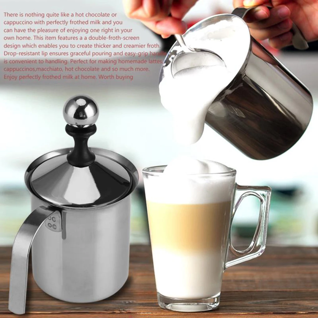 400ML/800ML Manual Milk Frother Stainless Steel Mesh Milk Creamer Foam Mesh Coffee Foamer Creamer 
400ML/800ML Manual Milk Frother Stainless Steel Mesh Milk Creamer Foam Mesh Coffee Foamer Creamer