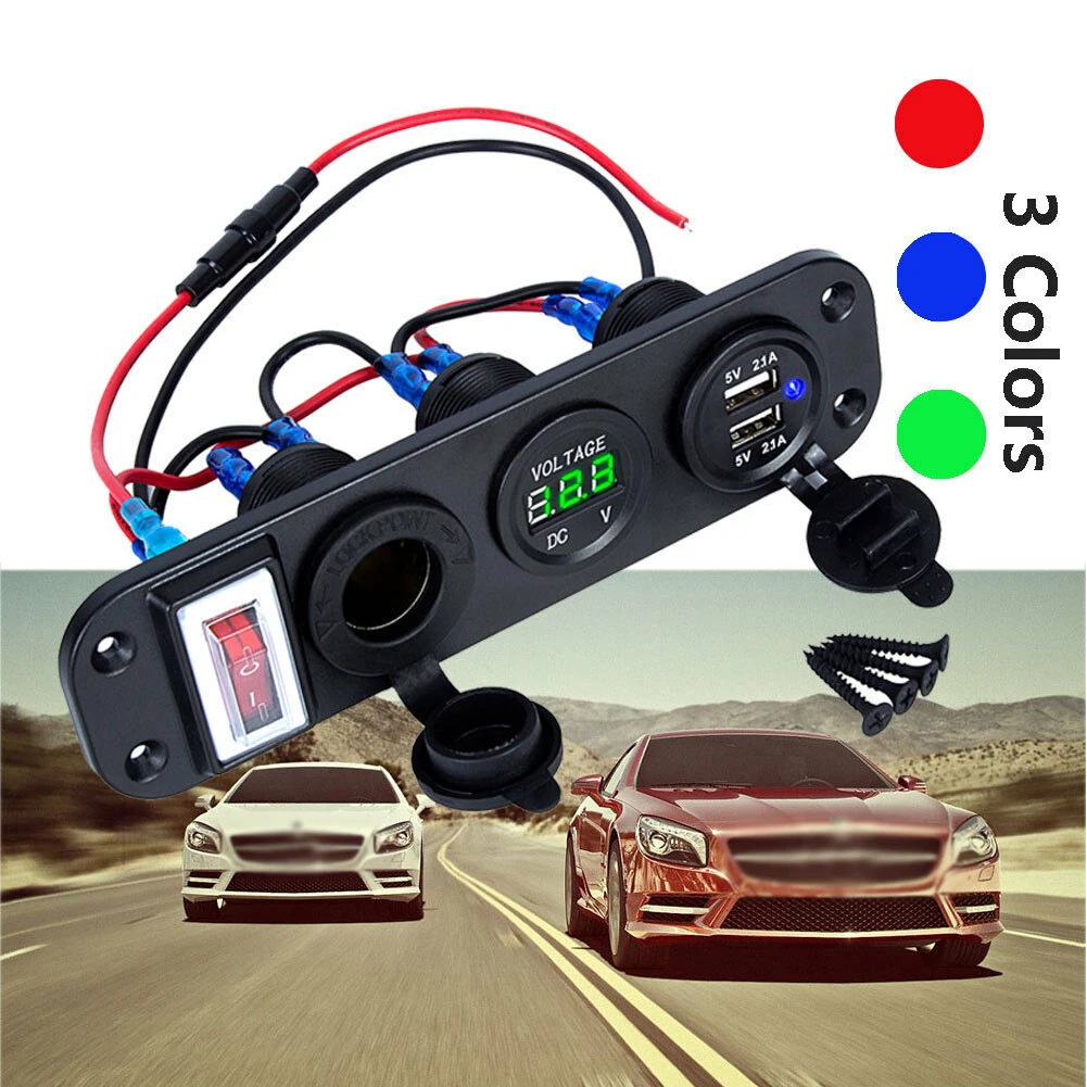 Double USB Car Charger 12V 24V LED Display Digital Voltmeter Cigarette Lighter Power Outlet Toggle Switch Panel
Double USB Car Charger 12V 24V LED Display Digital Voltmeter Cigarette Lighter Power Outlet Toggle Switch Panel