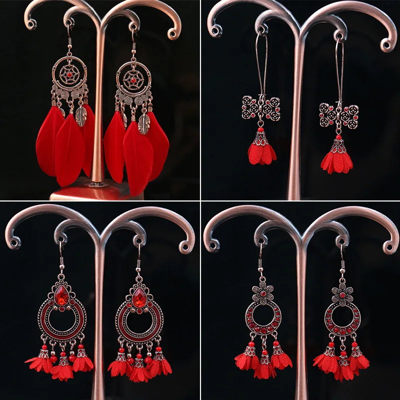 Korean Style Flower Earrings for Women Graceful Personality Red New Year Accessories Chinese Celebration Ornament 
Korean Style Flower Earrings for Women Graceful Personality Red New Year Accessories Chinese Celebration Ornament