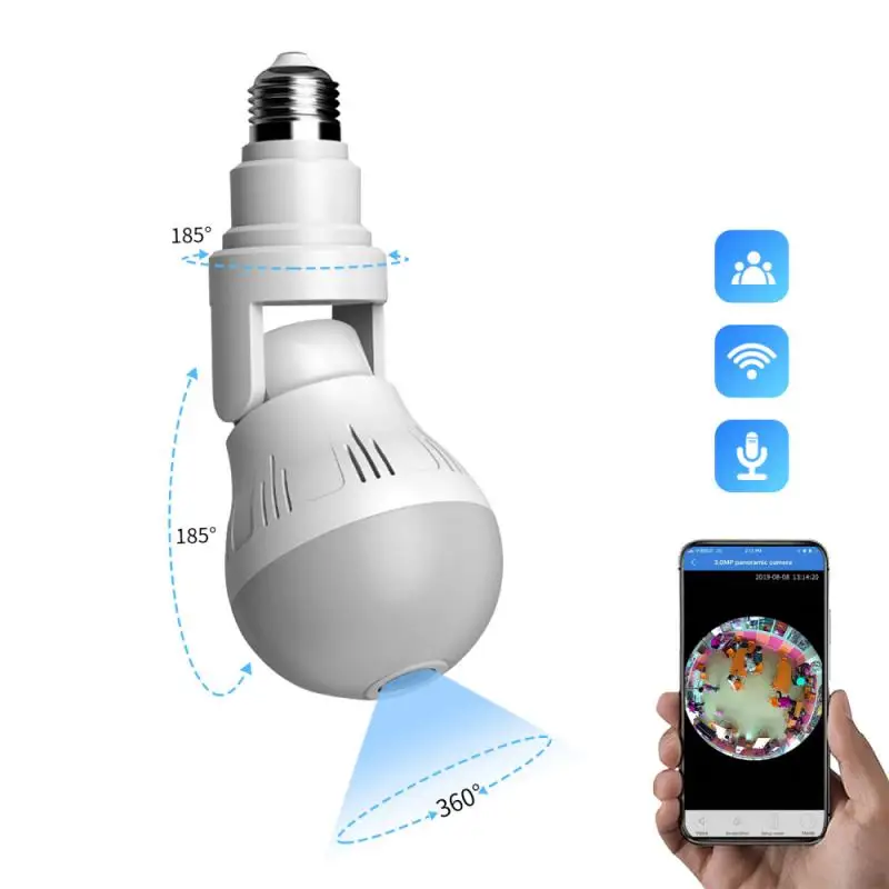 IP Camera 360 Panoramic Wifi Camera VR Camera NEW 360 Panoramic Wifi Camera E27 Light Bulb HD 1080P Security IP