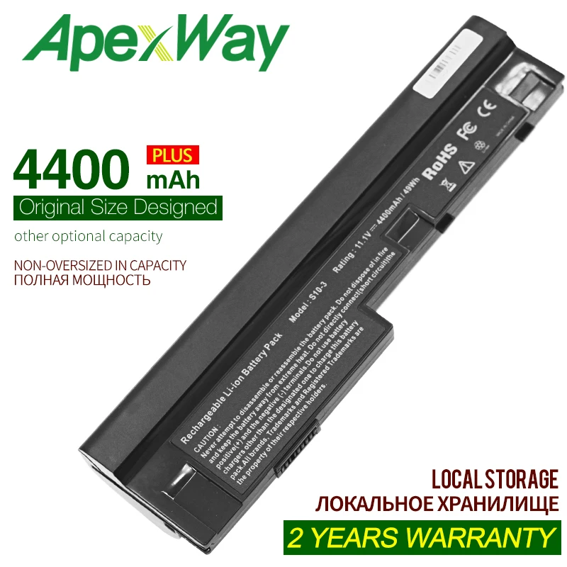 Аккумулятор ApexWay 4400 мАч для ноутбука Lenovo IdeaPad S10 3 S205 U160 U165 57Y6442 L09C3Z14 L09M6Y14 L09M6Z14 L09S3Z14