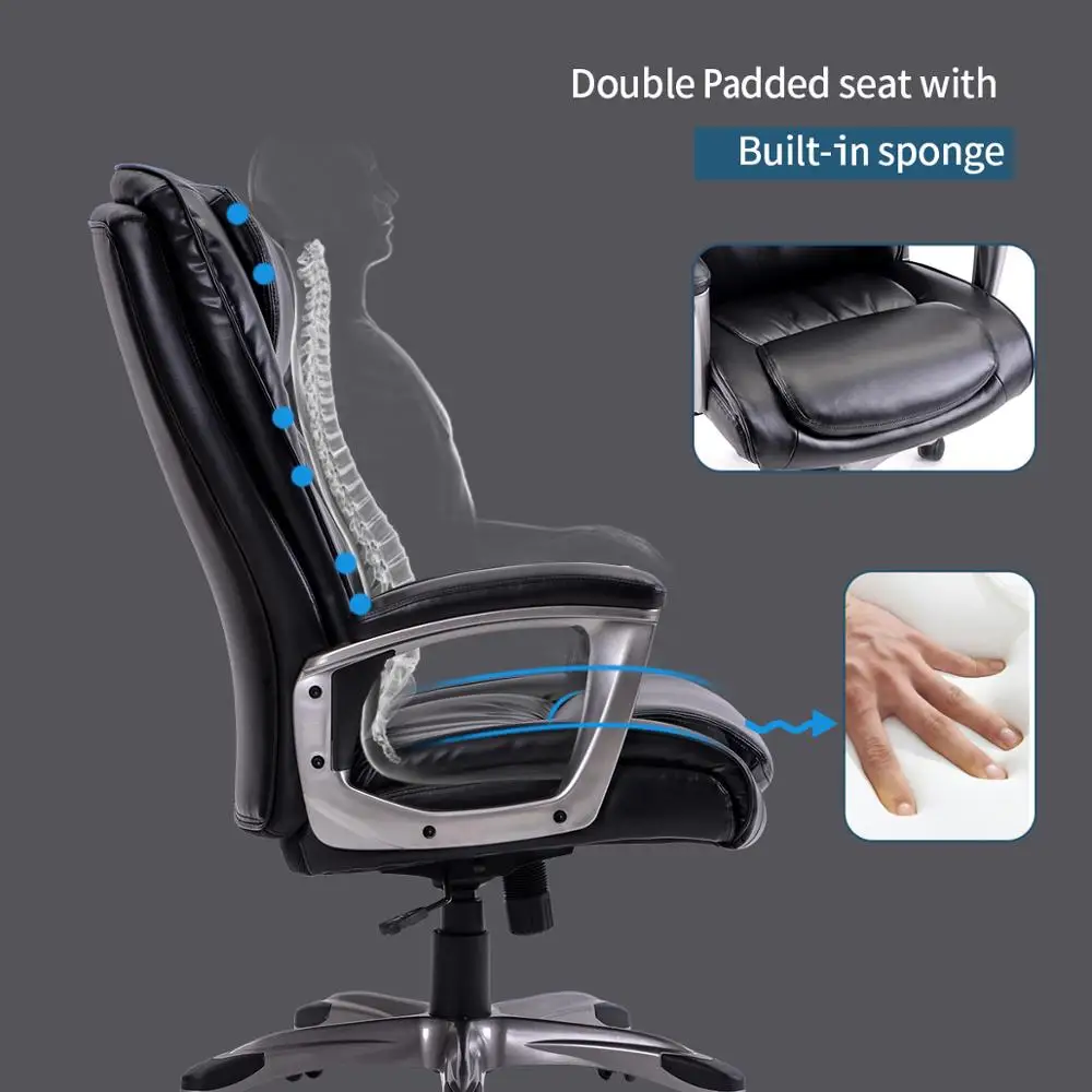 Homeoffice High-Back PU Leather Chair with Casters, Swivel, Adjustable Office Desk Chair, Black
Homeoffice High-Back PU Leather Chair with Casters, Swivel, Adjustable Office Desk Chair, Black