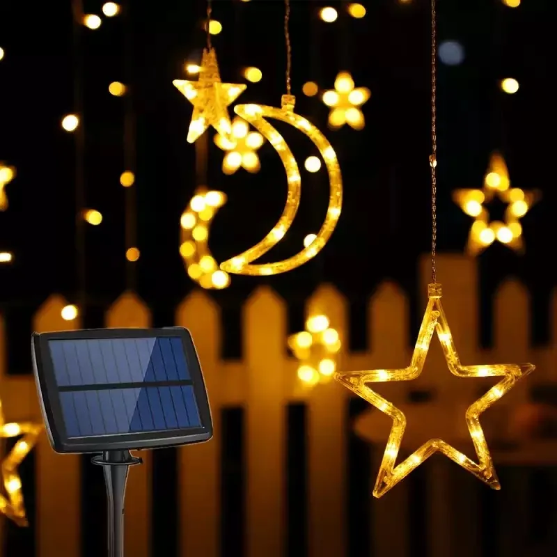 Solar Lamp Star Moon Fairy Curtain String Lights Christmas Garland For Bar Home Wedding Party Garden Patio Window Decor Remote
Solar Lamp Star Moon Fairy Curtain String Lights Christmas Garland For Bar Home Wedding Party Garden Patio Window Decor Remote