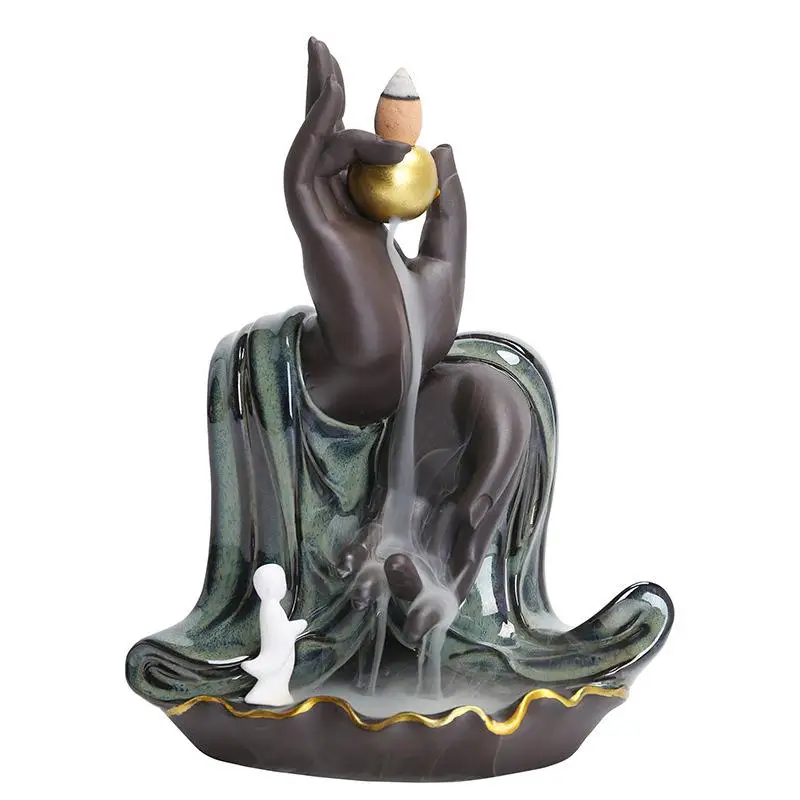 Mountain River Handicraft Incense Holder Backflow Incense Burner Buddha Hand Smoke Waterfall Incense Stick Holder Ceramic Censer
Mountain River Handicraft Incense Holder Backflow Incense Burner Buddha Hand Smoke Waterfall Incense Stick Holder Ceramic Censer