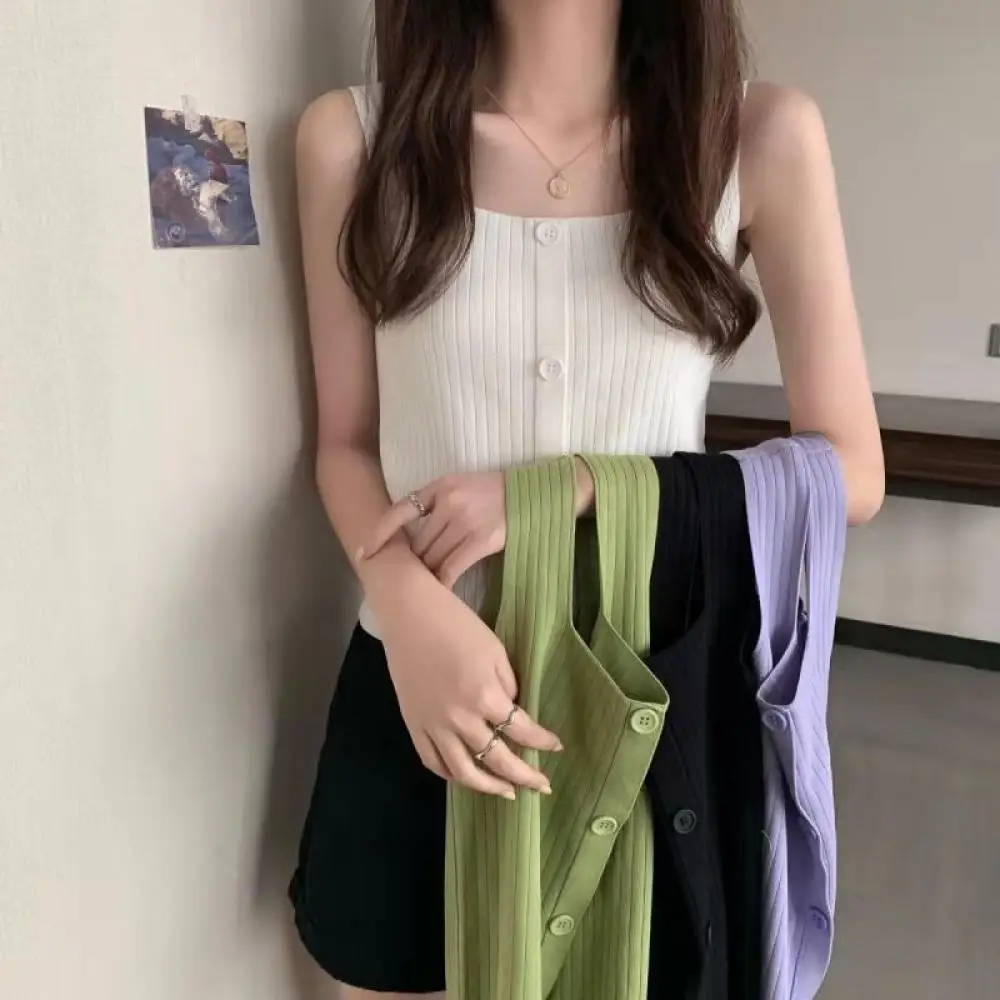 Y2K 2021 Pure Color Knitted Camisole Women's Inner Wear Summer New Slim Thin Outer Wear Short Top Women T Shirts Female Cropped
Y2K 2021 Pure Color Knitted Camisole Women's Inner Wear Summer New Slim Thin Outer Wear Short Top Women T Shirts Female Cropped