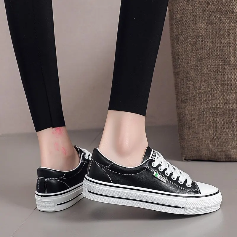 Pu Leather White Shoes Women Spring Casual Vulcanize Sneakers Black Shoes 2021 Spring Student White Sneakers Breathable
Pu Leather White Shoes Women Spring Casual Vulcanize Sneakers Black Shoes 2021 Spring Student White Sneakers Breathable