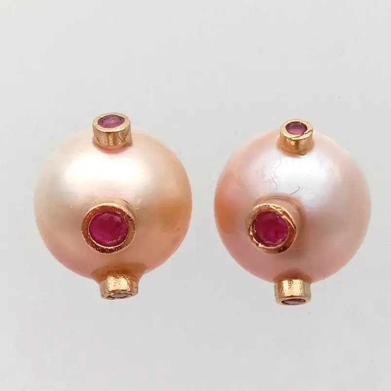

Champagne Mabe Pearl Red Cubic Zirconia Rhinestone pave gold color plated Stud Earrings luxury for women new fashion jewelry