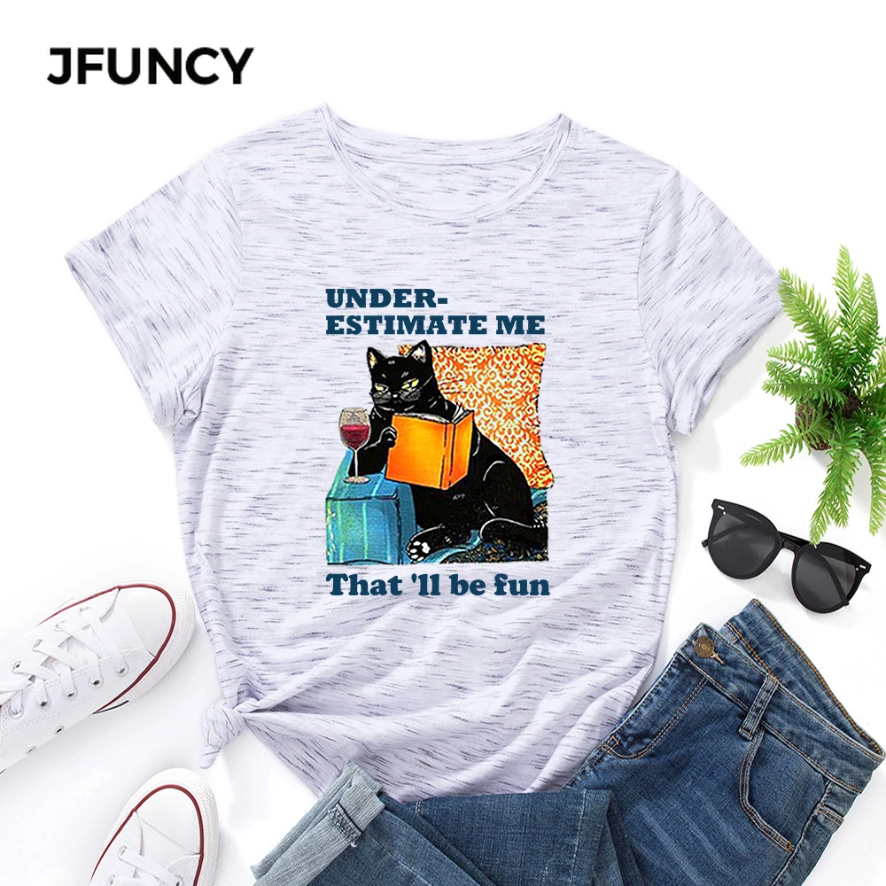 JFUNCY Women T-shirt Female Short Sleeve T Shirt Cute Cat Print Woman Tops Summer Loose Shirts 100% Cotton Clothes
JFUNCY Women T-shirt Female Short Sleeve T Shirt Cute Cat Print Woman Tops Summer Loose Shirts 100% Cotton Clothes