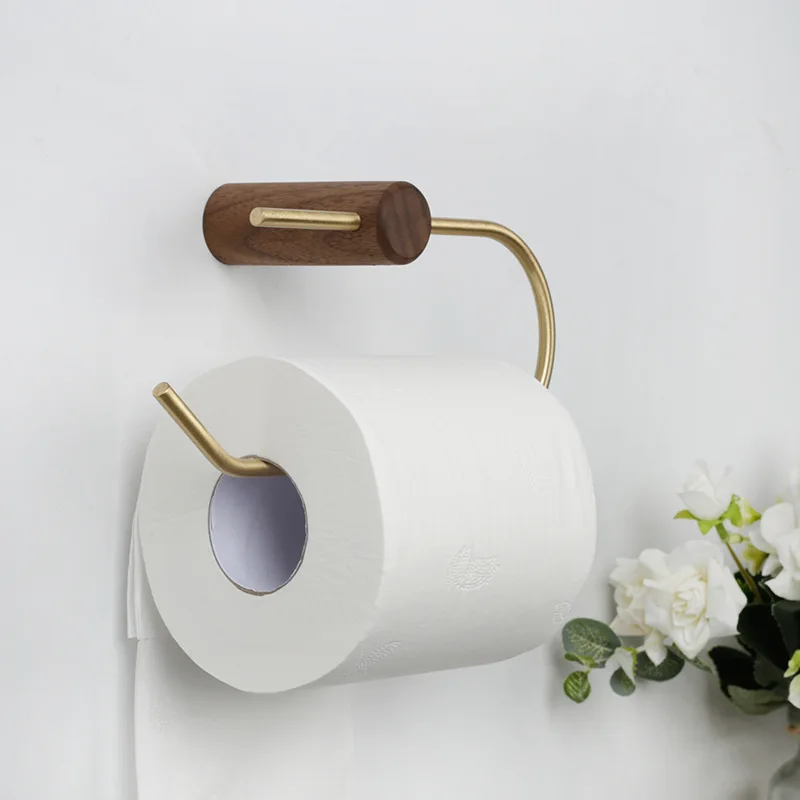 

Bathroom Toilet Paper Holder Wall Mount Tissue Roll Hanger Bathroom Accessories Wall Paper Porta Papel Higienico Wood Copper
