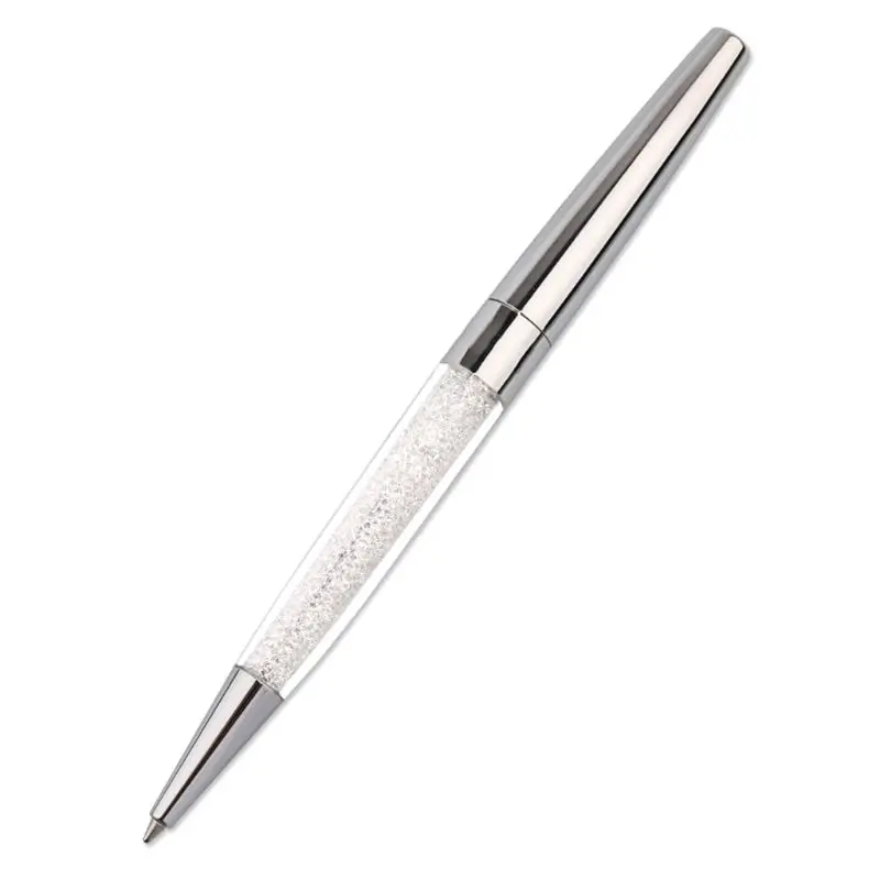 12Pcs/Lot Rose Gold /Silver Pen Diamond Pens Fine Black Ink Crystal Ballpoint Pen Ring Wedding Office Metal Rolle