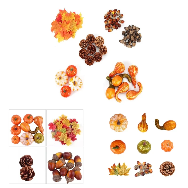 67JF Artificial Pumpkins and Pine Ball Assorted Lifelike Pumpkins Artificial Maple Leaf for Decorating Fall Craft
67JF Artificial Pumpkins and Pine Ball Assorted Lifelike Pumpkins Artificial Maple Leaf for Decorating Fall Craft