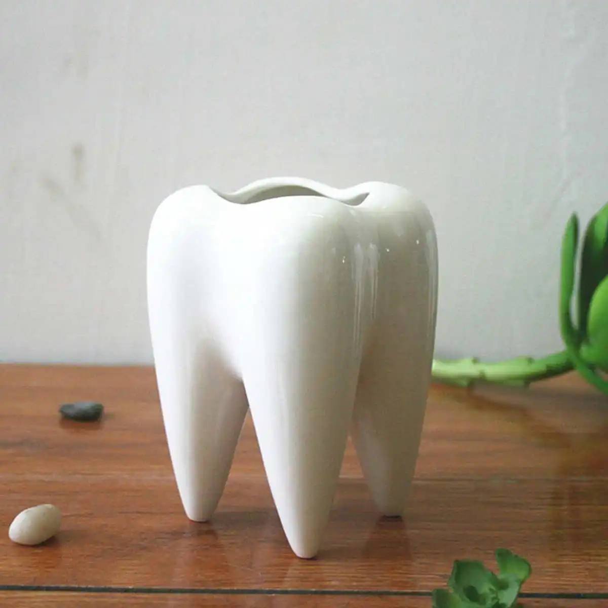 Шикарный белый керамический цветочный горшок в форме зуба держатель для