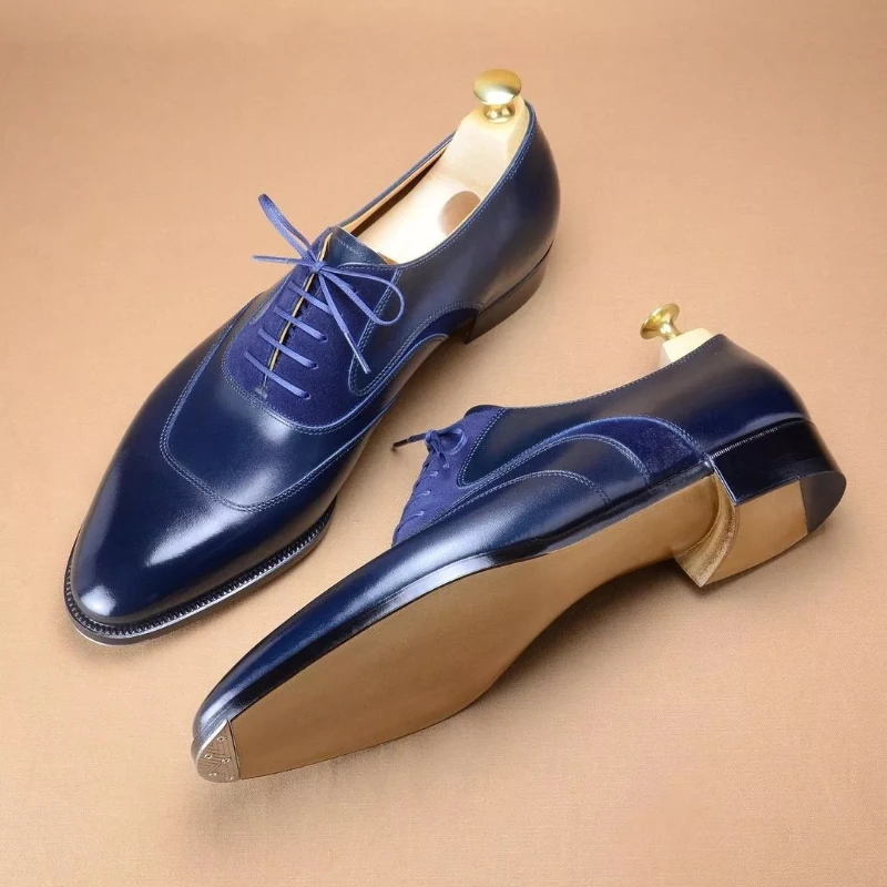

Blue Me Pointed Toe Lace Up Derby Oxford Shoes PU Leather أحذية أكسفورد ديربي ботинки Оксфорда Chaussures Pour Hommes HM229