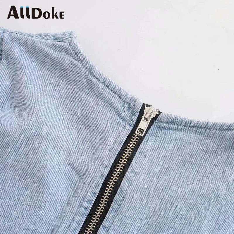 ALLDOKE blue casual v neck denim dress women summer high waist puff sleeve vintage ladies straight short dresses vestidos 
ALLDOKE blue casual v neck denim dress women summer high waist puff sleeve vintage ladies straight short dresses vestidos