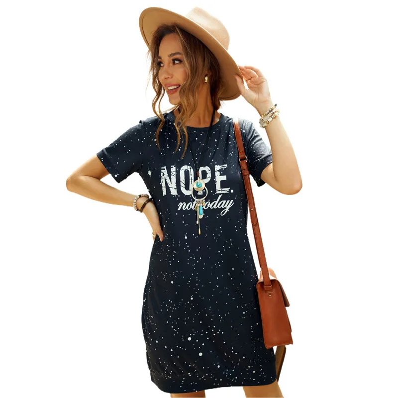 New Fashion Women's Loose Fitting Short Sleeve O-neck Letter Print Party Club Summer Mini Skirt 
New Fashion Women's Loose Fitting Short Sleeve O-neck Letter Print Party Club Summer Mini Skirt
