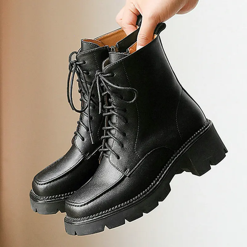 Retro Working Casual Women Ankle Boots Top Quality Genuine Leather High Heels 2021 Autumn Winter New Lace-Up Shoes Woman
Retro Working Casual Women Ankle Boots Top Quality Genuine Leather High Heels 2021 Autumn Winter New Lace-Up Shoes Woman