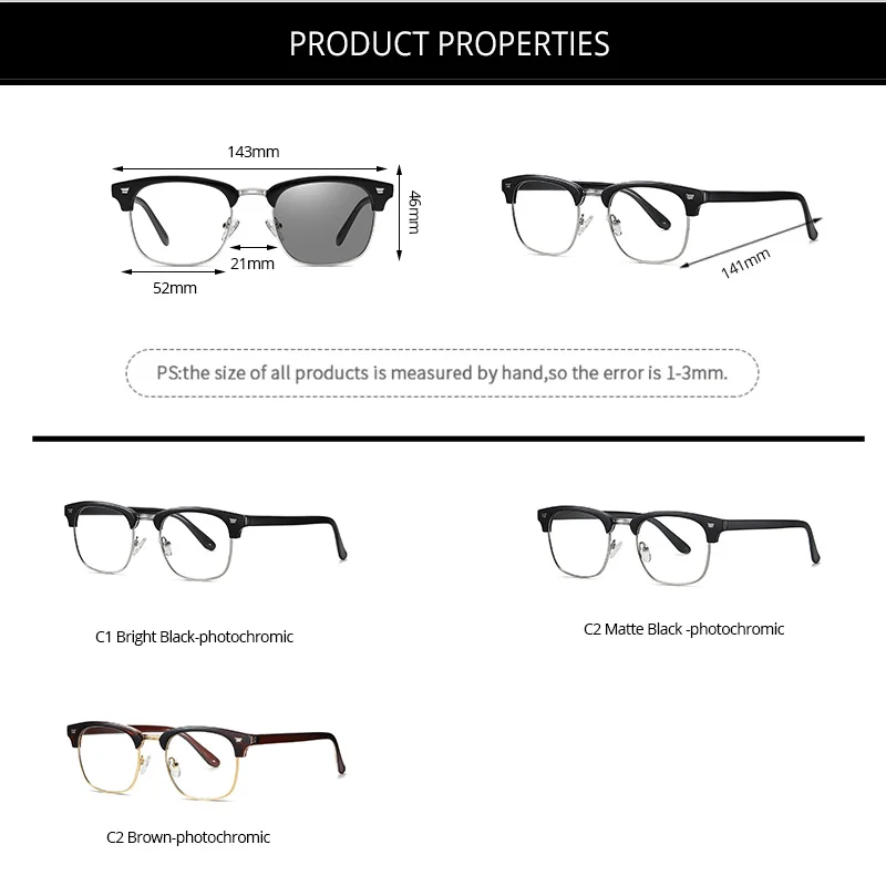 COASION 2-in-1 Photochromic Sunglasses Men Blue Light Blocking Glasses for Women TR90 Frame Computer Gaming Eyewear CD1691
COASION 2-in-1 Photochromic Sunglasses Men Blue Light Blocking Glasses for Women TR90 Frame Computer Gaming Eyewear CD1691