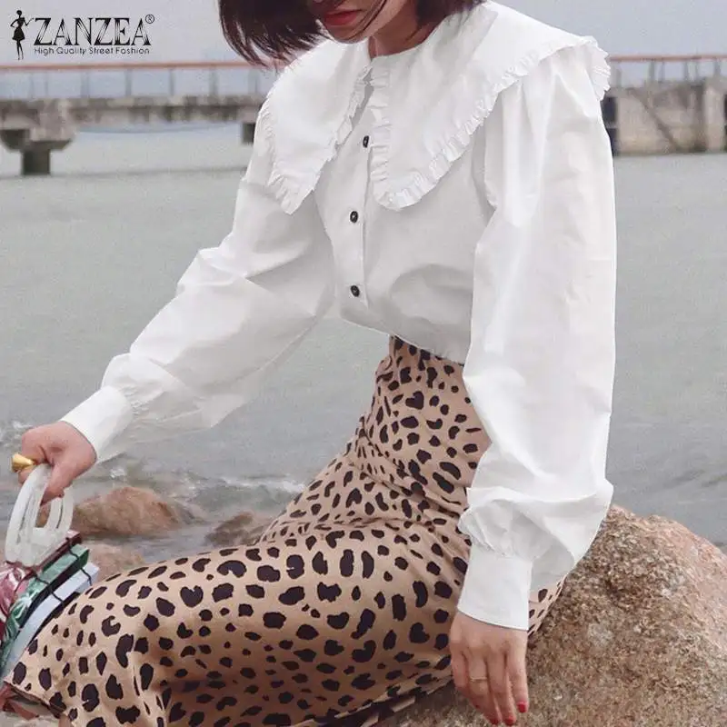 Womens French Elegant Tops 2021 Autumn Lapel Solid Loose Blusa ZANZEA Long Sleeve Ruffle Tunic Fashion Casual Cotton White Shirt
Womens French Elegant Tops 2021 Autumn Lapel Solid Loose Blusa ZANZEA Long Sleeve Ruffle Tunic Fashion Casual Cotton White Shirt
