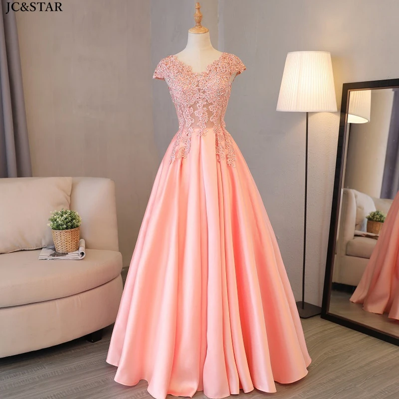 Pink bridesmaid dress long new V neck satin applique hat sleeve A Line wedding party gowns elegant vestido de fiesta de boda
Pink bridesmaid dress long new V neck satin applique hat sleeve A Line wedding party gowns elegant vestido de fiesta de boda