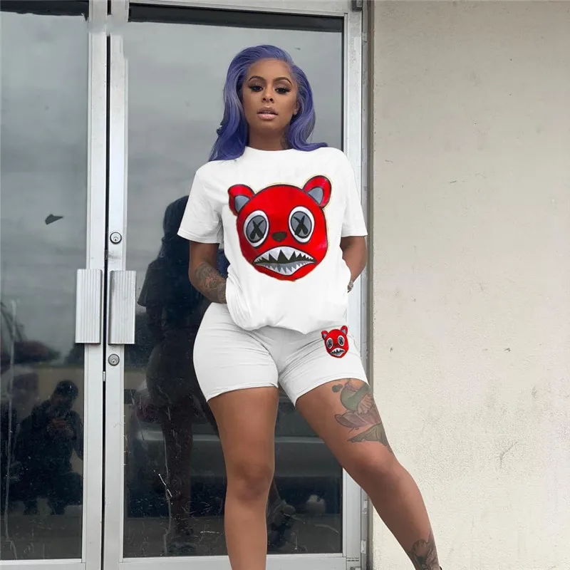 PLSW 2 Piece Set Women Summer Cartoon Print Outfits T Shirt and Two Piece Biker Shorts Set Matching Set Women Tracksuit Female
PLSW 2 Piece Set Women Summer Cartoon Print Outfits T Shirt and Two Piece Biker Shorts Set Matching Set Women Tracksuit Female
