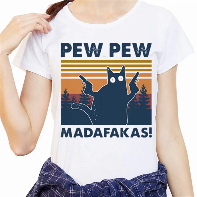 Summer 2020 Women's Black Cat Pew Pew Madafakas T-Shirt Funny Cat Gangster With Gun Meme Retro Women T-Shirt Humor Gift Tops tee
Summer 2020 Women's Black Cat Pew Pew Madafakas T-Shirt Funny Cat Gangster With Gun Meme Retro Women T-Shirt Humor Gift Tops tee