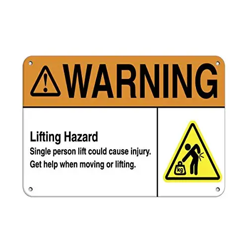 Funny Vintage Metal Wall Tin Sign 8x12,Warning Lifting Hazard Single Person Lift Cause Injury White Safe,Safety Funny Warning Si
Funny Vintage Metal Wall Tin Sign 8x12,Warning Lifting Hazard Single Person Lift Cause Injury White Safe,Safety Funny Warning Si