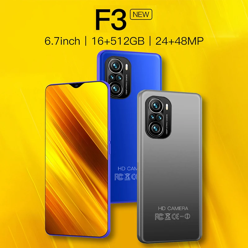 2021 F3 5G Smartphone 6.7inch 16GB+512GB Global Version 6000mAh 48MP Camera Mobile Phones Dual SIM Smart Cell Phones
2021 F3 5G Smartphone 6.7inch 16GB+512GB Global Version 6000mAh 48MP Camera Mobile Phones Dual SIM Smart Cell Phones