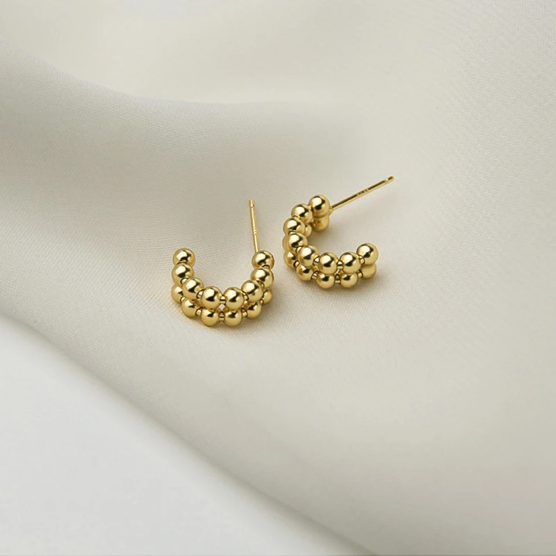 925 Sterling Silver Beads Stud Earrings for Women Men Layerd C Shaped Earrings Daily Jewelry New
925 Sterling Silver Beads Stud Earrings for Women Men Layerd C Shaped Earrings Daily Jewelry New