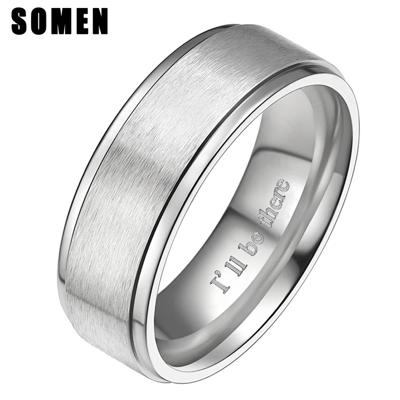 8MM Men Women Silver Color Brushed Titanium Ring Black Engagement Wedding Band Engraved "I'll Be There" Promise Jewelry Male
8MM Men Women Silver Color Brushed Titanium Ring Black Engagement Wedding Band Engraved "I'll Be There" Promise Jewelry Male
