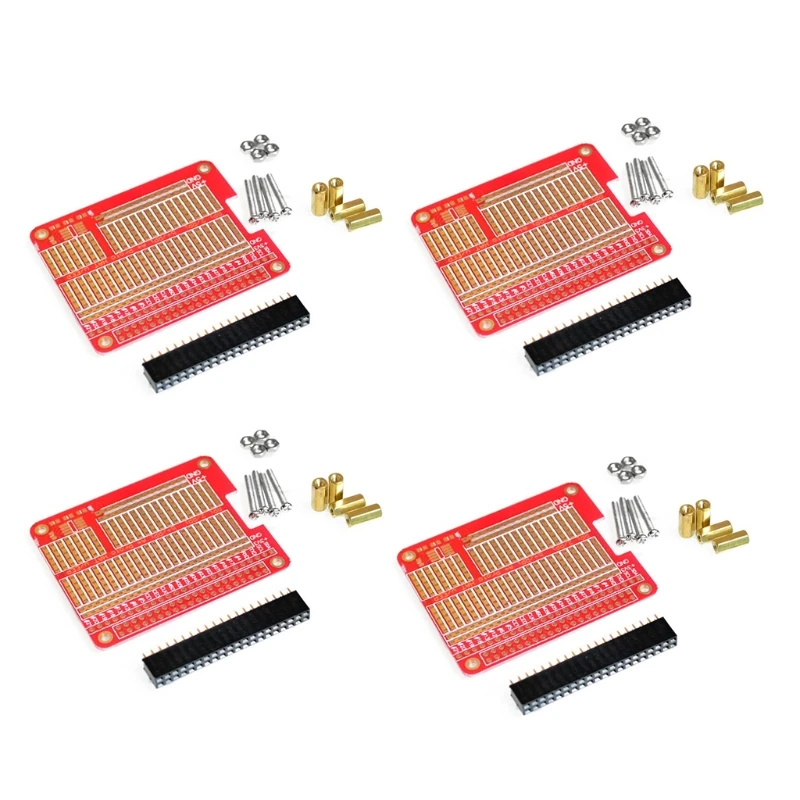 

4 Sets GPIO Breakout DIY Breadboard Shield Red Expansion Board Kit Compatible with Raspberry Pi 4 3 2 B+ A+