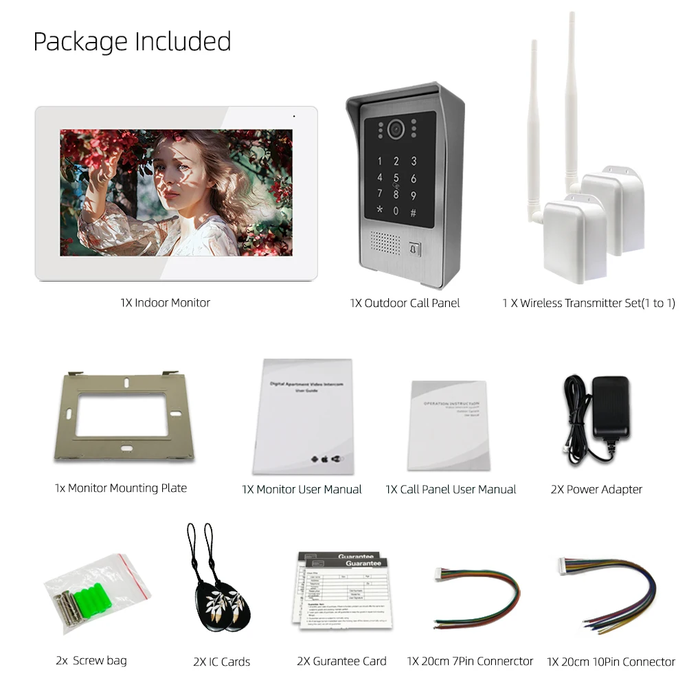 

Jeatone Wireless Intercom Video Doorbell Wifi Door Bell with Camera 2 Way Talk Digital IP Security Video Intercom System