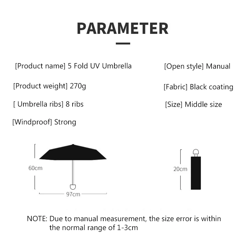 Small Cylindrical Umbrella with Five Folds of Black Glue and Exquisite Packing Box
Small Cylindrical Umbrella with Five Folds of Black Glue and Exquisite Packing Box