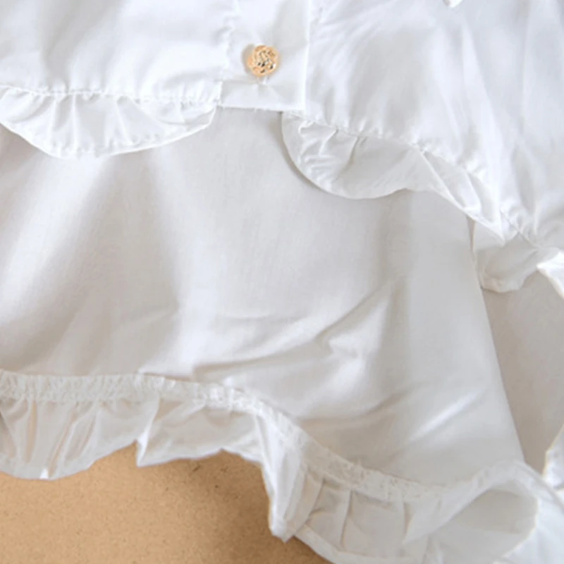 Women Puff Long Sleeve Half Top Blouse Ruffled Edge Golden Button False Collar
Women Puff Long Sleeve Half Top Blouse Ruffled Edge Golden Button False Collar