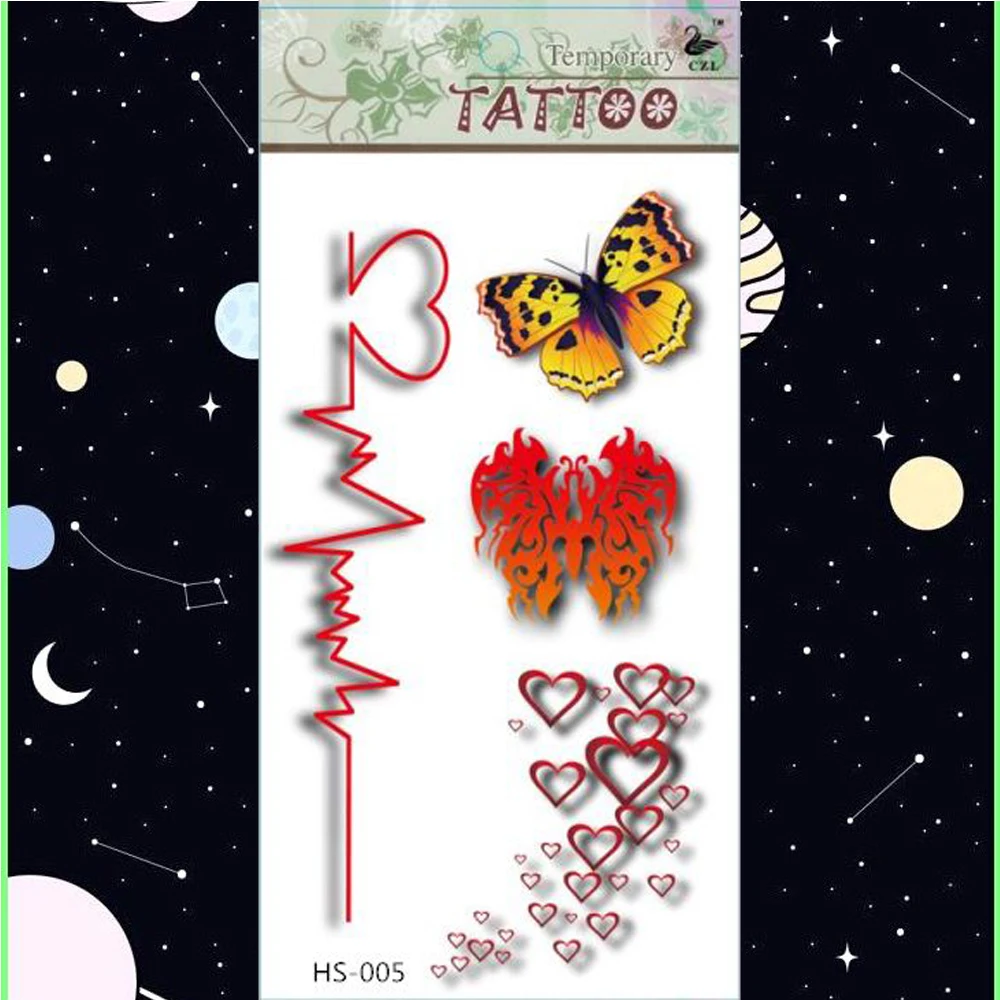 Временные татуировки Heartbeats Flower Eye наклейки на губы бабочки тело сердце любовь