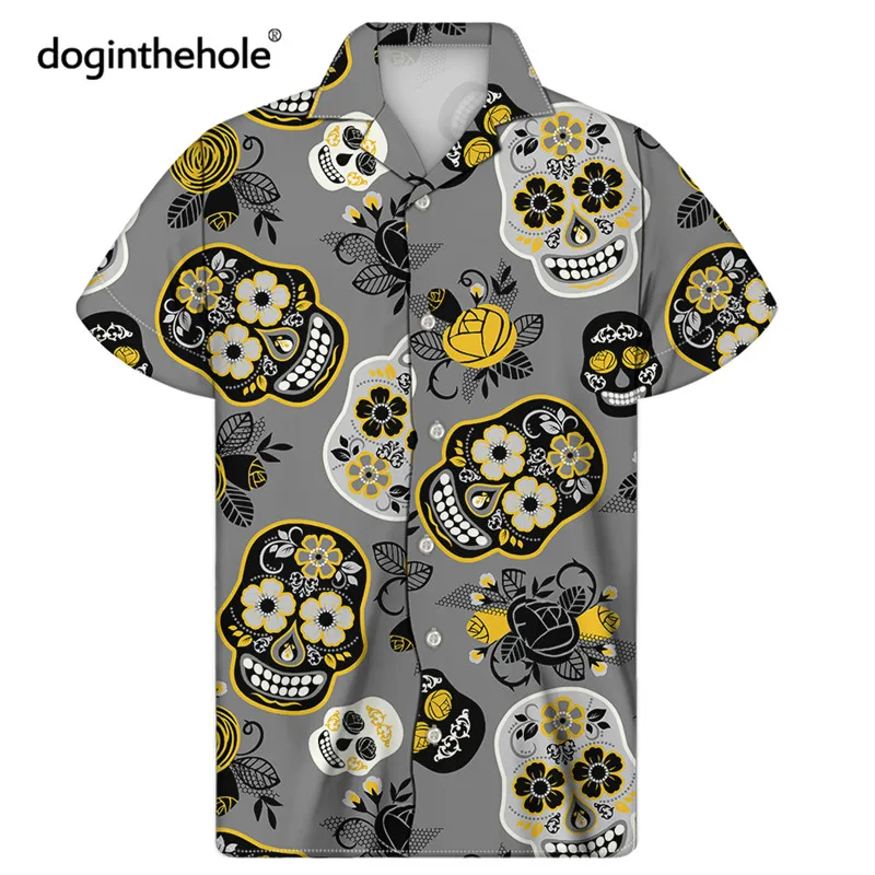 Doginthehole Funny Sugar Skull Pattern Men's Casual Short Sleeve Breathable Summer Beach Shirt Cuban Collar Blouse For Male
Doginthehole Funny Sugar Skull Pattern Men's Casual Short Sleeve Breathable Summer Beach Shirt Cuban Collar Blouse For Male